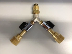 Botella de GLP POL Doble Salida Adaptador ""Y"" Configuración con Válvulas de Doble Bola - Imagen 1 de 2
