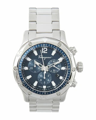 $1895 SALVATORE FERRAGAMO Men's BLUE 44mm Chronograph Swiss Made Watch SFPB00318 - image 1 of 4