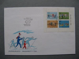 FINLAND, cover FDC 1989, S/S sport bicycle canoe skiing - Picture 1 of 1