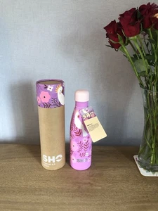 BNWT Sho original 2.0 500ml purple pink floral bird insulated water bottle - Picture 1 of 9
