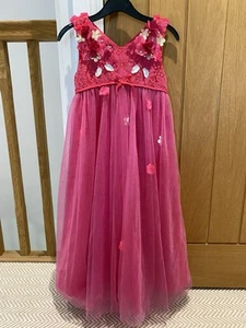 Monsoon Girls Hot Pink Floral Embroidered Occassion Maxi Dress Size 4 Years - Picture 1 of 20