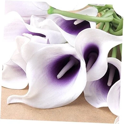 20pcs Calla Lily Bridal Wedding Bouquet Head Latex Real Touch Flower Purple - Image 1 of 4