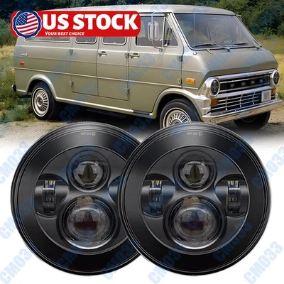 Faro 2 piezas 7" redondo LED 130W para Ford Econoline E-100 E-150 E-200 E-250 E-300 Foto 1 de 4