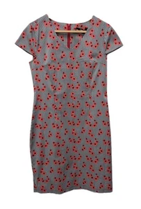 BONOPHARD DRESS EU42 UK14 US10 striped poppies red v neck knee length cotton NWT - Picture 1 of 7