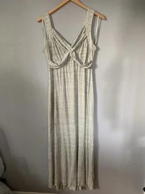 New York & Co Goddess Sun Dress Gray Maxi Minimalist Beachwear Size Large - Image 1 of 2