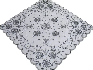 Mantel Blanco Indio Hecho a Mano Decorativo Bordado Elegante Superposición 40 pulgadas - Imagen 1 de 1