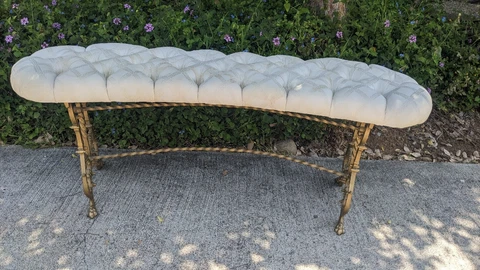 1950's Victorian Bench Curved ornate iron tuffled Rare Cover
