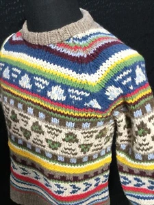 American Eagle Hand Knit Sweater Size M Chunky Cable Knit Wool Blend Crochet - Picture 1 of 5