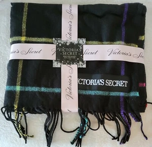 Victoria's Secret Winter Angel Collection Bufanda Negra Arco Iris Cuadros Talla Única Nueva - Imagen 1 de 4