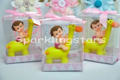 12 Favores de Baby Shower Jirafa Animal Safari Zoo Fiesta Decoración Bebé Niña Rosa  Foto 1 de 4