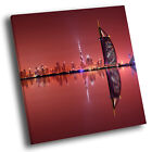 Red Sunset Dubai Retro Cool Square Scenic Canvas Wall Art Large Picture Print