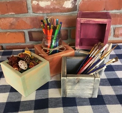 Rustic Mason Jar Holder - Desk Organizer, Succulent Box, Caddy - Image 1 of 4