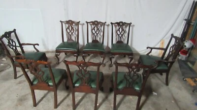 Set Henredon Rittenhouse Chippendale Dining Room Chairs Eight Mahogany - Image 1 of 4