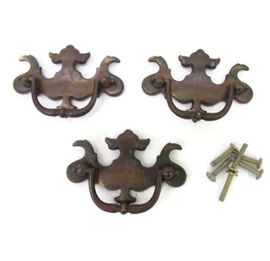 3-pc Vintage KBC K12421 Batwing Chippendale Drawer Pulls 2-1/2" CTC w/ Screws - Picture 1 of 6