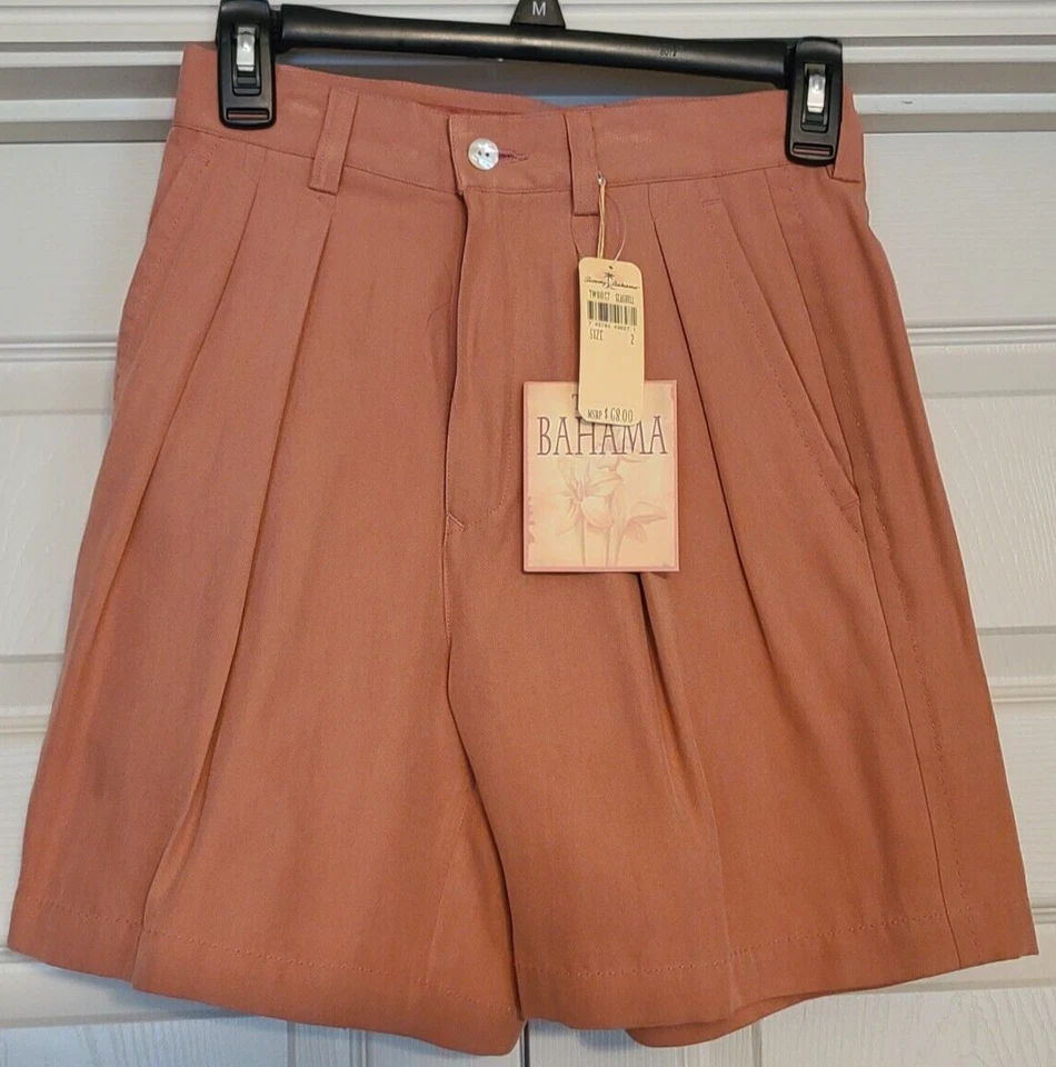 Shorts deck cassino Tommy Bahamas novo com etiquetas cor concha rosa/malva tamanho 2 estilo TW8057 - Imagem 1 de 4