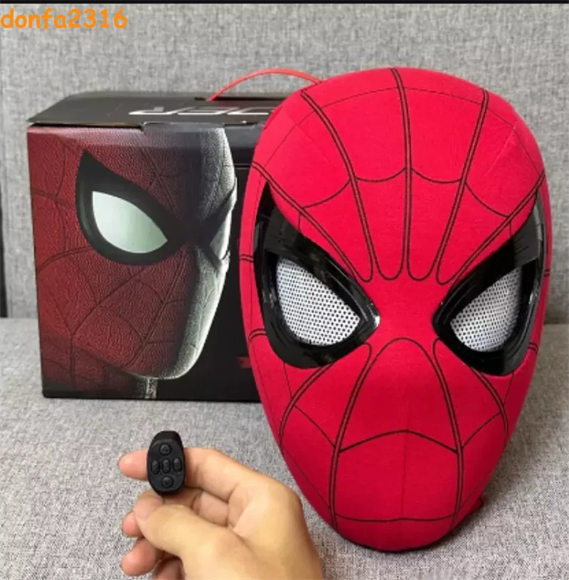 Spider-Man Mask Moving Eyes Cosplay Halloween Prop Remote Control Ring Gifts NEW - Image 1 of 4