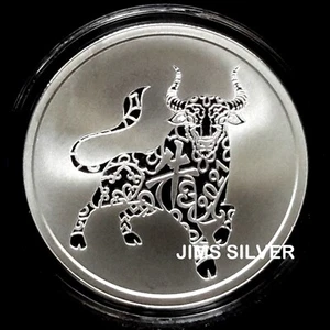 Silver Shield 2021 AÑO DEL BUEY V2 1 OZ ¡A PRUEBA DE PLATA con caja y certificado de autenticidad! RARO - Imagen 1 de 8