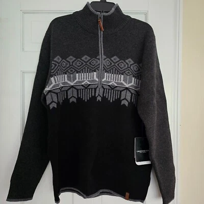 Obermeyer Men's Brady 1/2 Zip Sweater Knit Long Sleeve 100% Wool Coal XL - Image 1 of 4