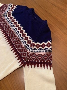 Vintage 80’s JCPenney Sweater Men’s M Ivory Fair Isle Classic Ski Aztec Grandpa - Picture 1 of 12