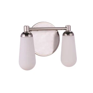 Craftmade Riggs 2Lt Vanity, Nickel/Nickel/Frost White - 13112BNKPLN2 - Picture 1 of 1