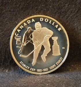 Dólar de plata de Canadá 1993, 100 años a la Copa Stanley, prueba, KM-235 - Imagen 1 de 6