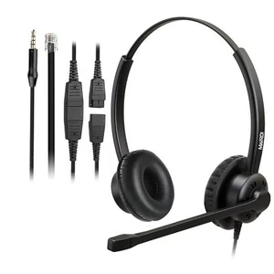 Office Headset with RJ9 Jack for Cisco Phone, Binaural Telephone Headset with... - Picture 1 of 6