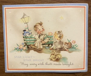 Tarjeta de Lesiones Enfermas Get Well Soon Años 40 De Colección Niños Saludando Patriótico Wish Star P3C - Imagen 1 de 16