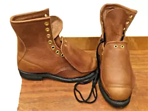 PRO SAFE Mens Steel Toe Flap Ankle Boots Brown Leather USA Sz 7.5 welding new - Picture 1 of 10