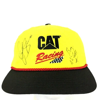 Vtg CAT Racing David Green Signed Hat Nascar Pin Snap back Trucker Baseball Cap - Image 1 of 4