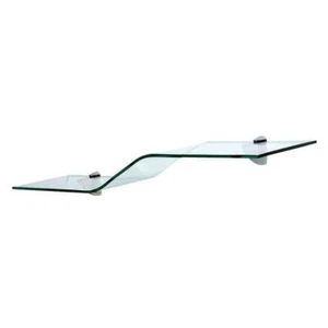 Wallscapes Waved Shelf w/ 2-Pelican Wall Brackets Kit 40"x5/16"x8" Glass Clear - Picture 1 of 4