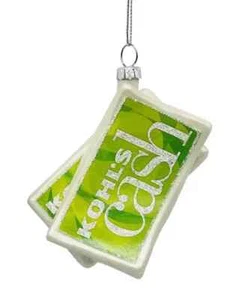 NWT Kohl's Cash 4" Silver Glitter Mercury Blown Glass Christmas Hanging Ornament - Picture 1 of 9