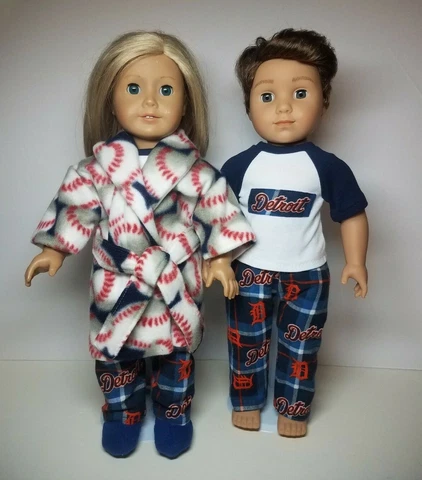 Detroit Tigers Baseball Pajamas PJ's fit 18" American Girl Doll boy shirt pants Cover