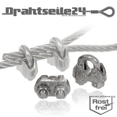 Drahtseilklemmen Edelstahl V4A 316 Drahtklemme 2mm 3mm 4mm 5mm 6mm 8mm Rostfrei - Bild 1 von 4