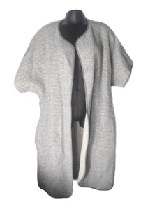 GRAYDN Sweater Coat Waffled Wool Blend Gray M Pockets Loops   MADE IN USA - Picture 1 of 7
