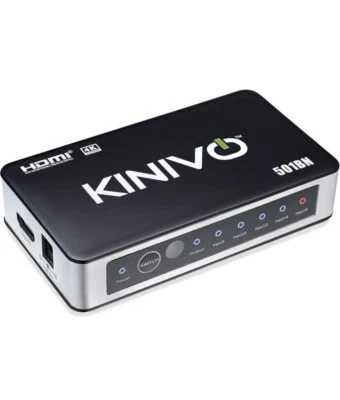 #644. Kinivo 501BN Black & Silver HDMI Switch 4K HDR 5 Port, 4K 30Hz - Image 1 of 4