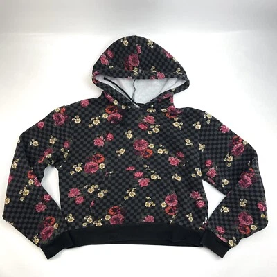 Sudadera con capucha pulóver Vans a cuadros floral recortada ropa de calle skateboarding para mujer S Foto 1 de 4