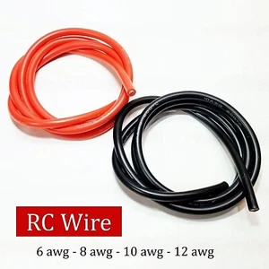 RCP RC Wire 6 awg, 8 awg, 10 awg, or 12 awg - 3 Feet Red & 3 Feet Black - Picture 1 of 23