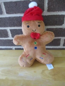 Cuddles & Friends GingerBread Man Doll Plush10" Tall Santa Hat Red Bow Stitching - Picture 1 of 5