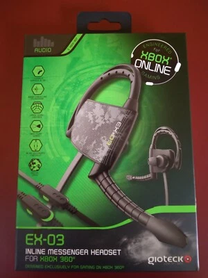 Gioteck EX-03 Inline Wired Headset For Microsoft Xbox 360, Black - Image 1 of 2