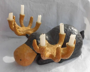 SONOMA MOOSE CABIN CANDLE HOLD CENTER PIECE CANDELABRA FIGURINE RARE home goods - Imagen 1 de 5