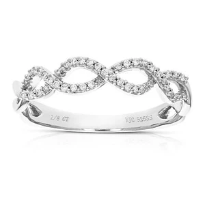 1/8 cttw Lab Created Diamond Wedding Band in 925 Sterling Silver Prong Size 7 - Picture 1 of 7