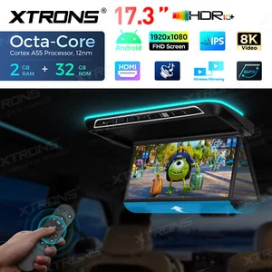 17.3" FHD Motorized Android Car Roof Flip Down WiFi Overhead Monitor HDMI 2+32GB - Picture 1 of 11