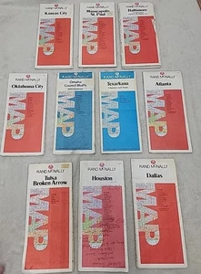 Vintage 1980's Rand McNally City Maps Lot Of 10 Dallas, Houston, Atlanta, KC Etc - Picture 1 of 12