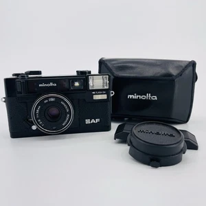 Minolta Hi-Matic AF 35mm Film Camera Rokkor 38mm 1:2.8 Carry Case Lens Cap AS-IS - Picture 1 of 20