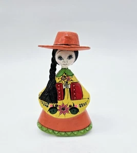 Mexican Folk Art Paper Mache Woman Colorful Sculpture Hand Painted - Picture 1 of 3