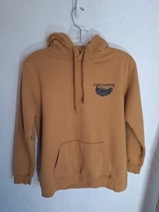 Fish Hippie Youth Graphic Hoodie Brown Size Large Fleece Fishing Outdoors  - Picture 1 of 5
