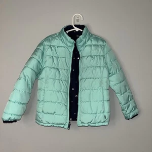 GAP Blue Puffer Reversible Jacket with Stand-Up Collar - Picture 1 of 7