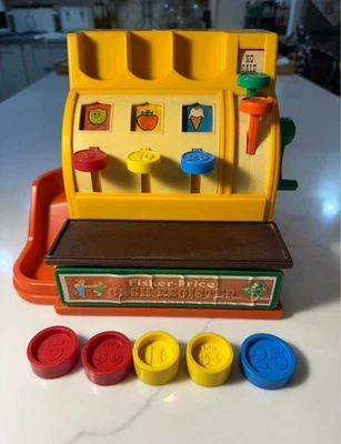 Caja registradora Fisher Price 1974 vintage con monedas Foto 1 de 4