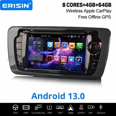 64GB Android 13 DAB+ Autoradio Navi Für SEAT IBIZA 8 Kern CarPlay Wifi CD BT 5.0 - Bild 1 von 4