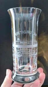 Hurtigruten M/S Polarlys klar geätztes Glas 6" Souvenir Vase oder Becher Vintage  - Bild 1 von 19
